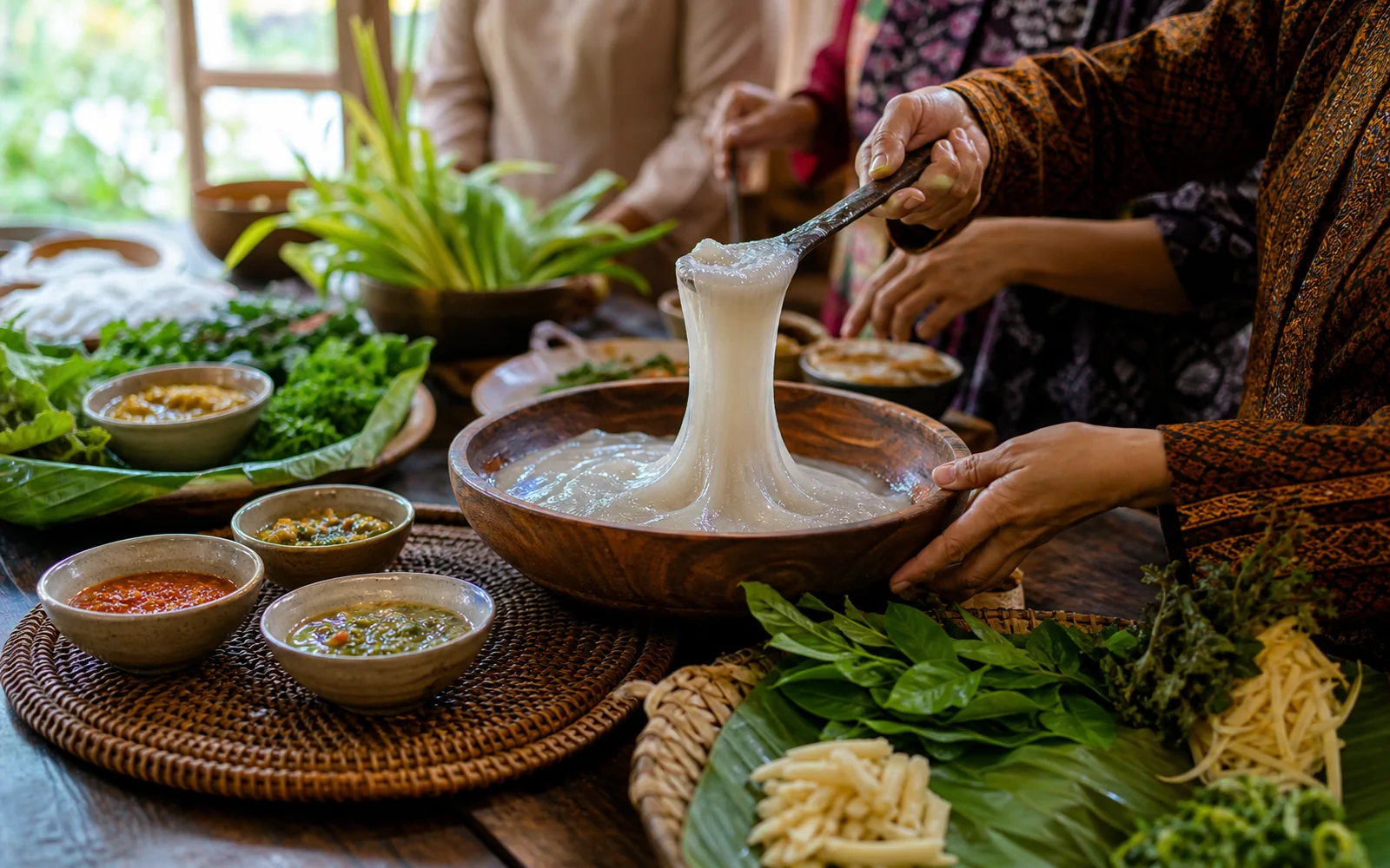 Traditional ambuyat cooking experience
